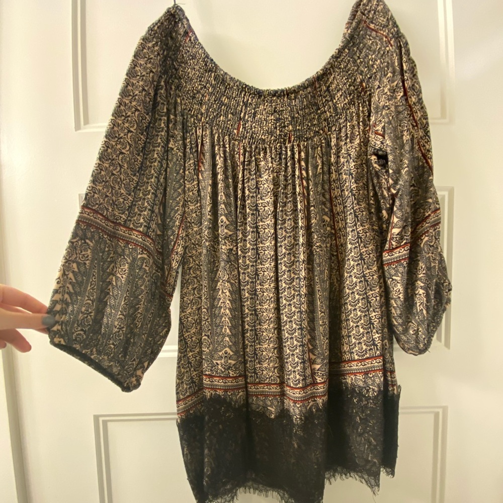 Anthropologie smocked off the shoulder top